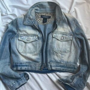COPY - London Jean cropped zippered faded jean jacket sz M
